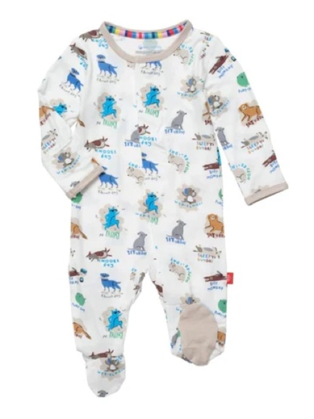 Magnetic Me White Footed One-Piece with Multicolor Animal Print
